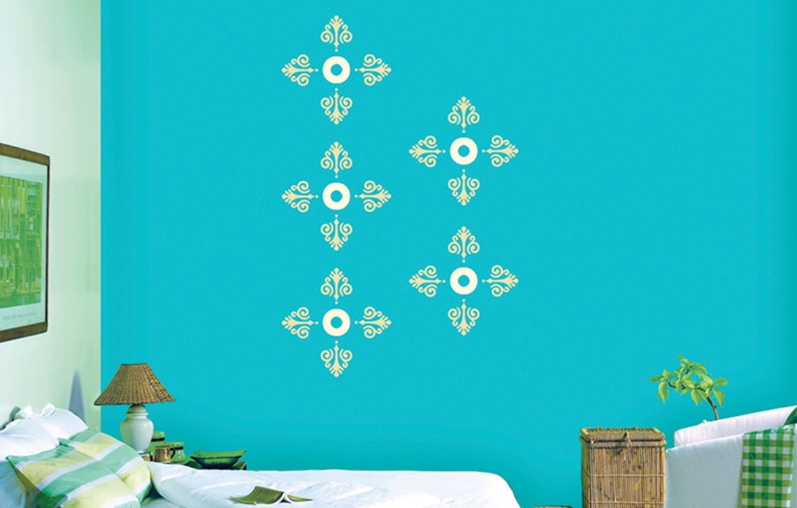 ColourDrive-Royale Luxury Emulsion Nature Stencils Rosary wall stencil design painting for Living Room,Kitchen Room,Study Room