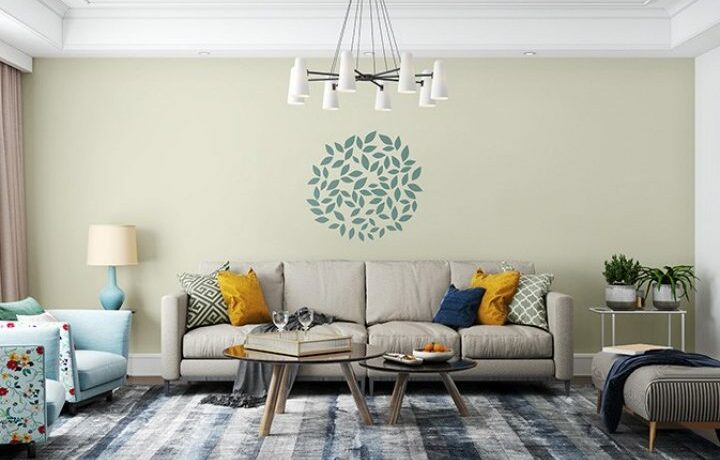 ColourDrive-Royale Luxury Emulsion Nature Stencils Bush wall stencil design painting for Master Bedroom