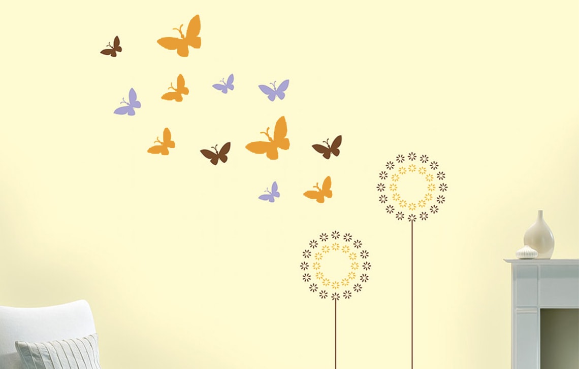 ColourDrive-Royale Luxury Emulsion Nature Stencils Flutter wall stencil design painting for Living Room,Kitchen Room,Study Room,Kids Room