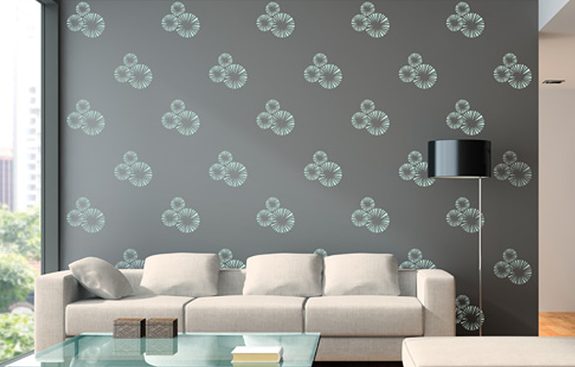 ColourDrive-Royale Luxury Emulsion All Over Stencils Wheels Of Fortune wall stencil design painting for Living Room,Study Room,Kids Room
