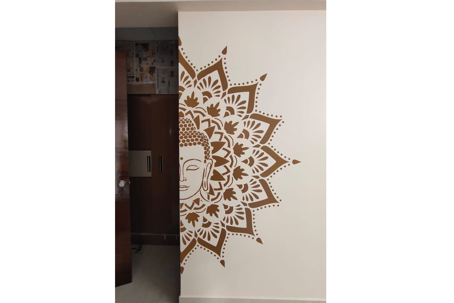 ColourDrive-Royale Luxury Emulsion Ethnic Wall Stencils Mandala with Buddha wall stencil design painting for Living Room,Master Bedroom,Pooja Room