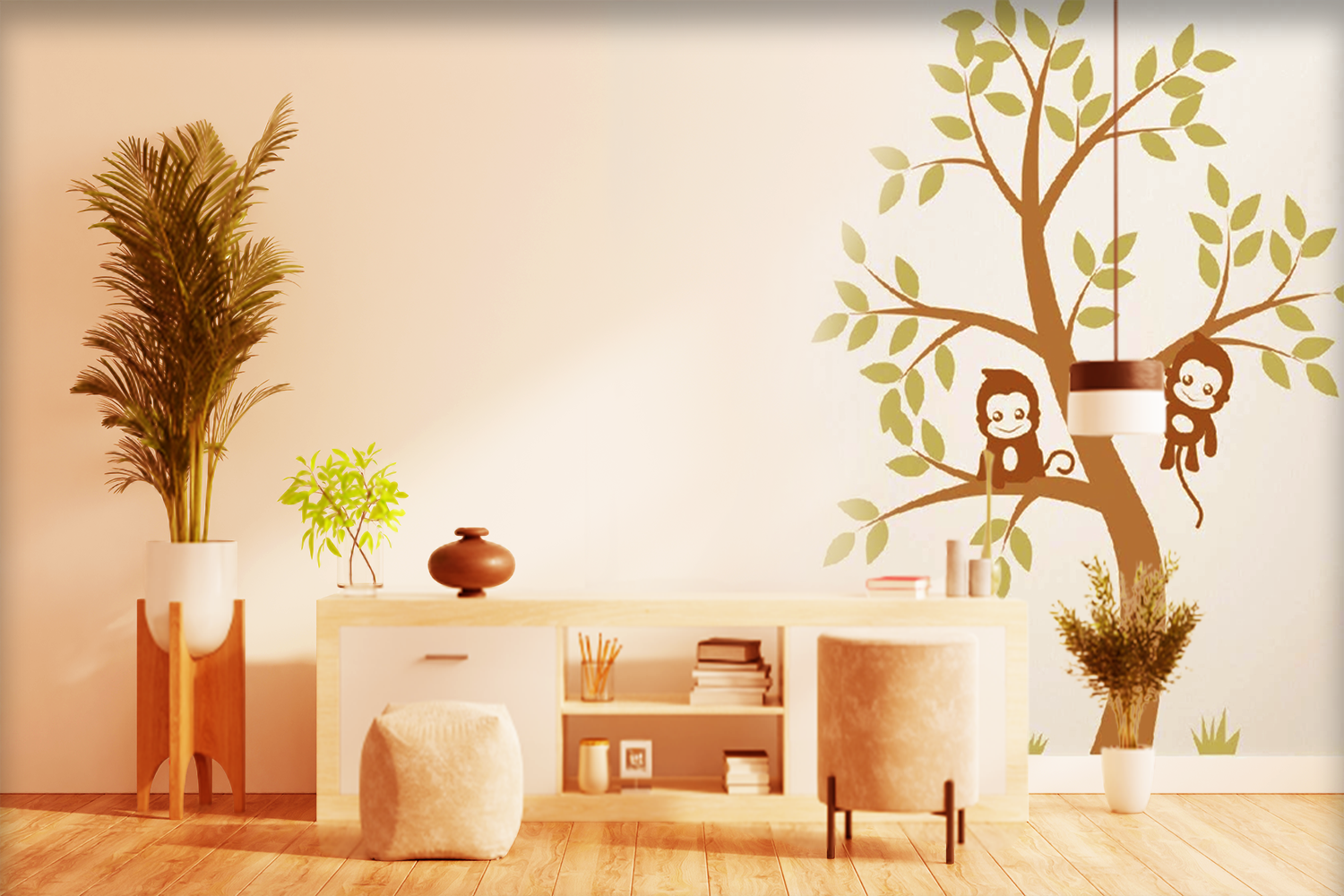 ColourDrive-Royale Luxury Emulsion Theme Wall Stencils Tree Design for kids Room wall stencil design painting for Study Room,Kids Room