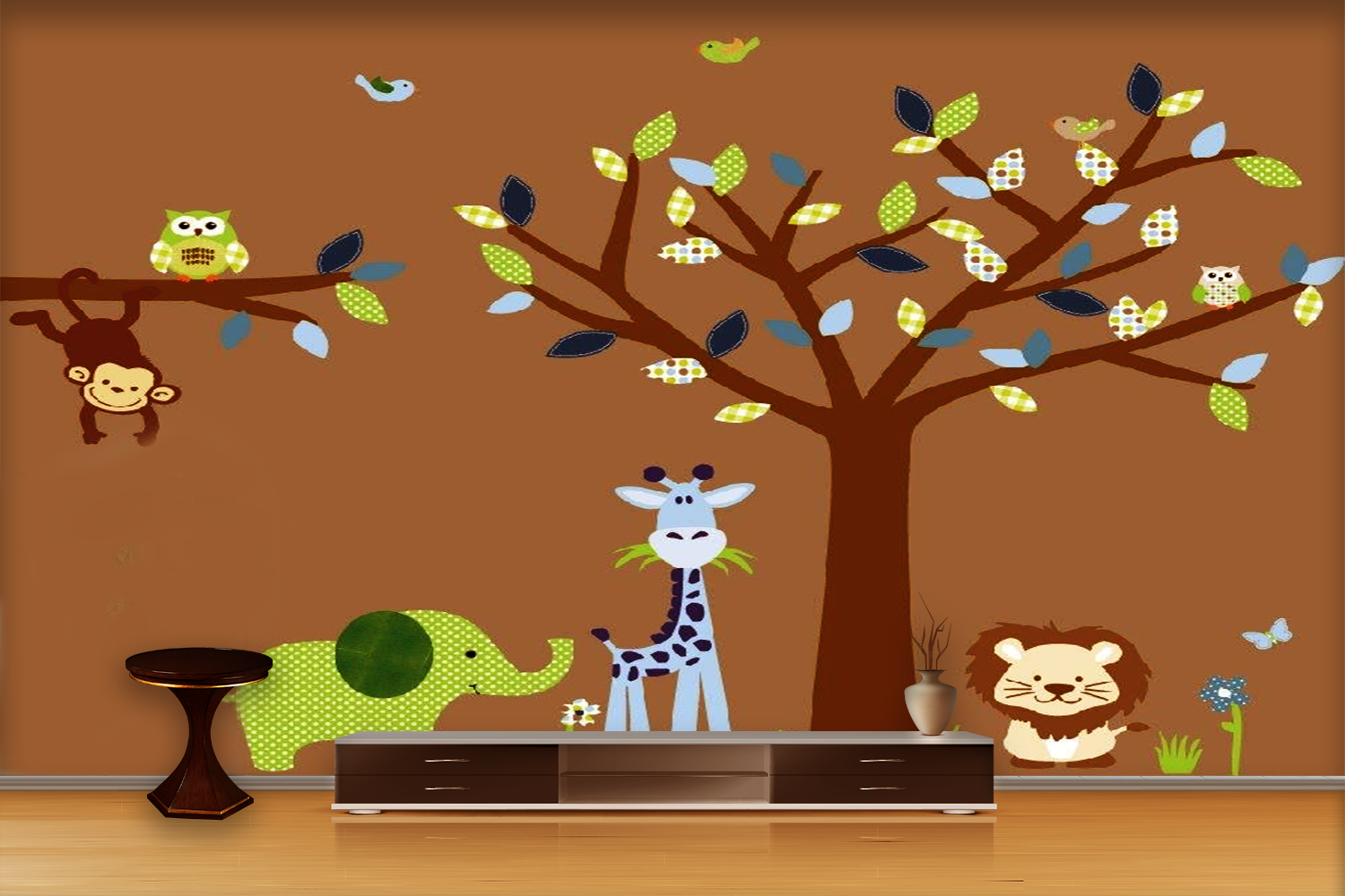 ColourDrive-Royale Luxury Emulsion Nature Stencils Jungle Book wall stencil design painting for Kids Room