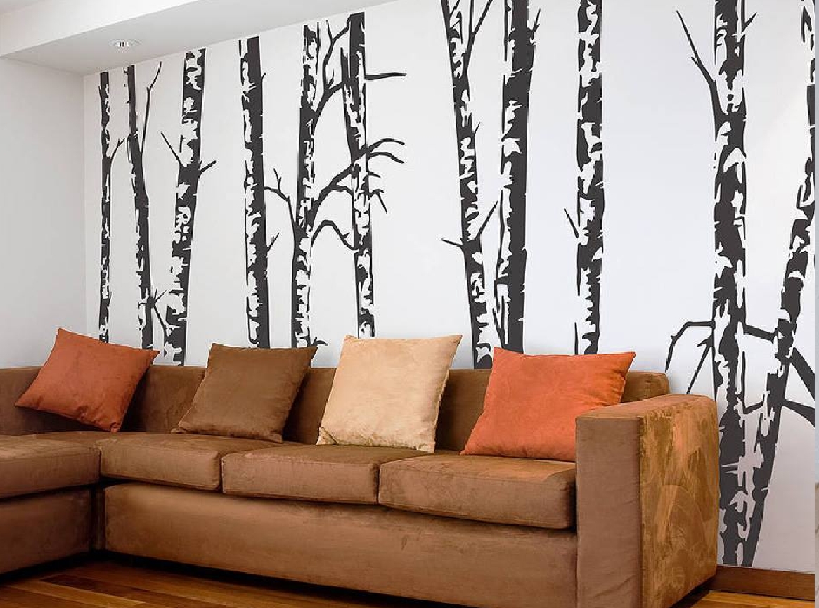 ColourDrive-Royale Luxury Emulsion Nature Stencils Tree Stem Design wall stencil design painting for Living Room,Master Bedroom,Dining Hall