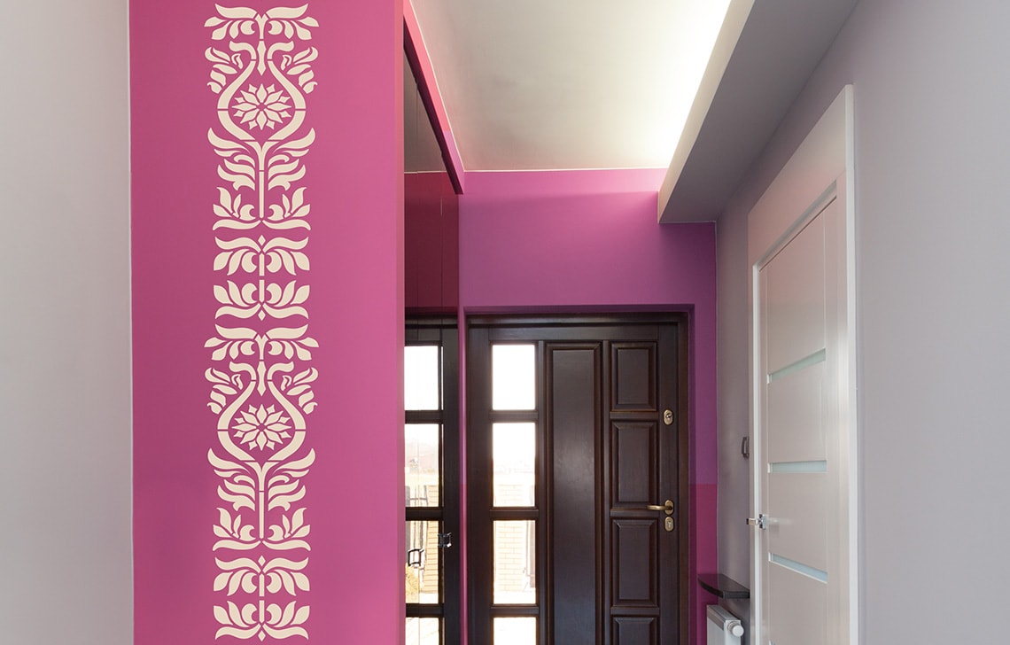 ColourDrive-Royale Luxury Emulsion Borders Eastern Ornaments wall stencil design painting for Bedroom