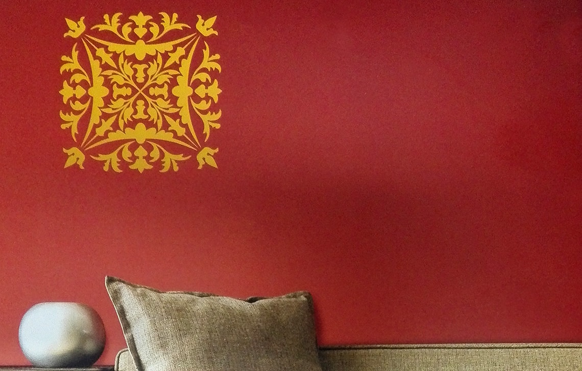 ColourDrive-Royale Luxury Emulsion Borders Crest wall stencil design painting for Bedroom,Study Room,Dining Hall