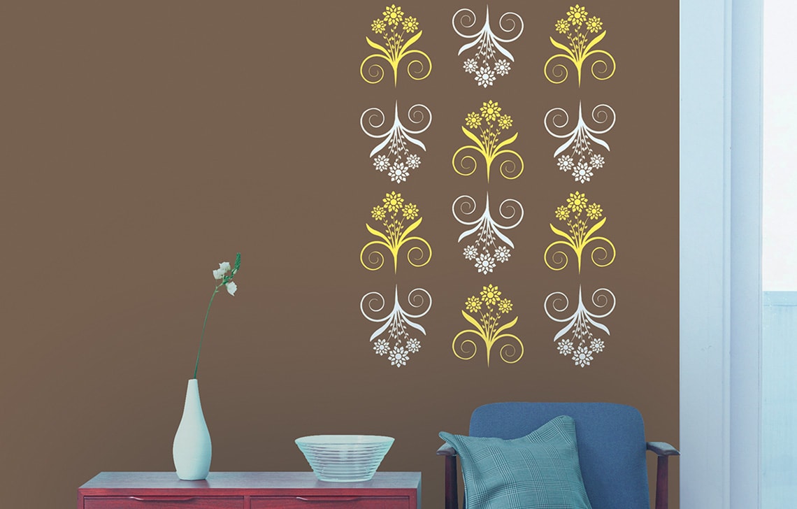 ColourDrive-Royale Luxury Emulsion Ethnic Wall Stencils Bliss wall stencil design painting for Kitchen Room