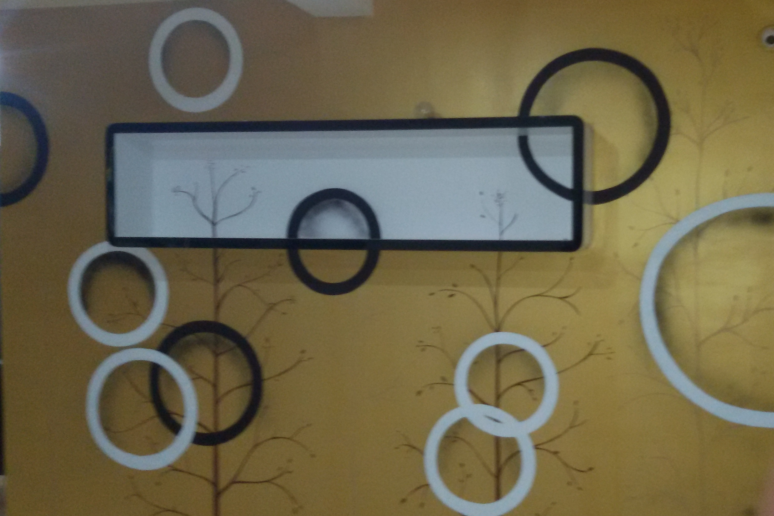 ColourDrive-Royale Luxury Emulsion Geometric Stencil White & Black Circles wall stencil design painting for Living Room,Master Bedroom