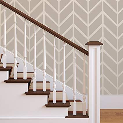 ColourDrive-Royale Luxury Emulsion Geometric Stencil Criss Cross wall stencil design painting for Dining Hall