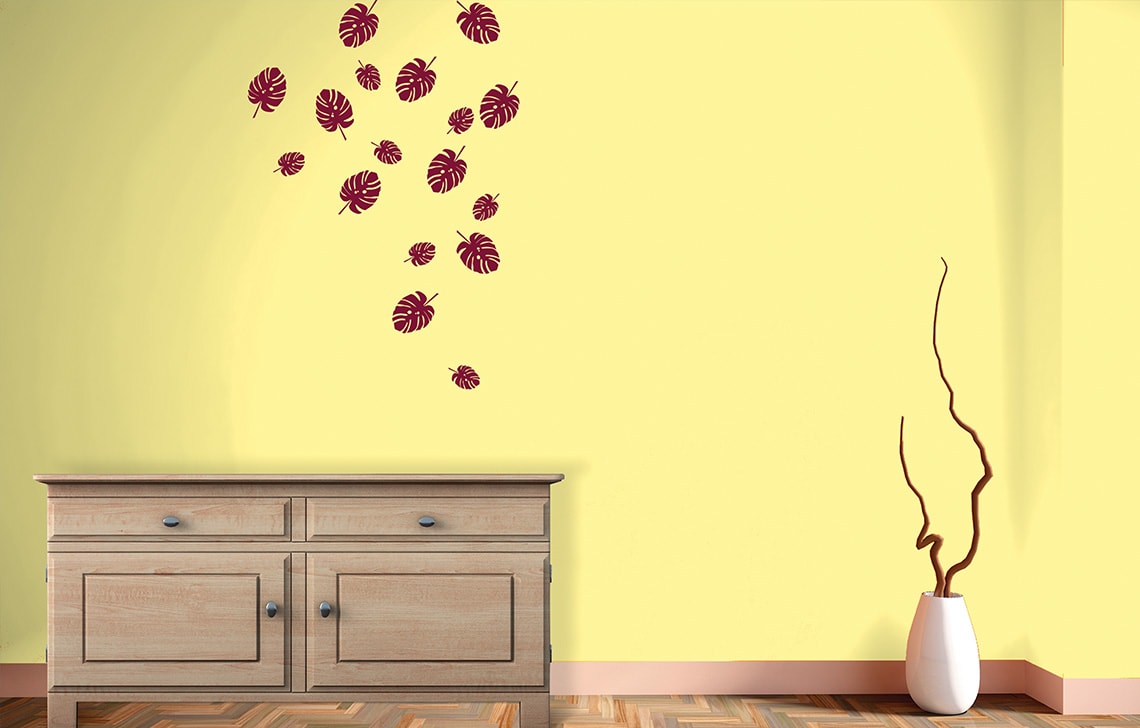 ColourDrive-Royale Luxury Emulsion Nature Stencils Fern wall stencil design painting for Bedroom,Kids Room,Dining Hall