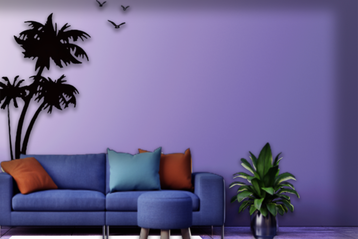 ColourDrive-Royale Luxury Emulsion Nature Stencils Coconut Tree wall stencil design painting for Living Room,Guest Room