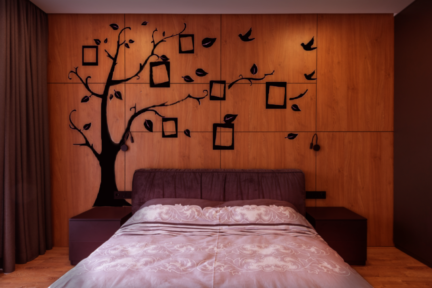 ColourDrive-Royale Luxury Emulsion Theme Wall Stencils Family Tree wall stencil design painting for Bedroom,Study Room,Guest Room