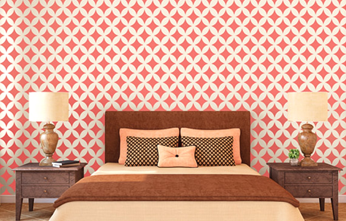 ColourDrive-Royale Luxury Emulsion Theme Wall Stencils Diamante Dust wall stencil design painting for Living Room,Kitchen Room