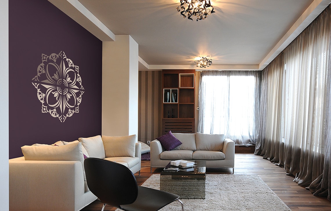 ColourDrive-Royale Luxury Emulsion Borders Imperial Crest wall stencil design painting for Living Room,Study Room