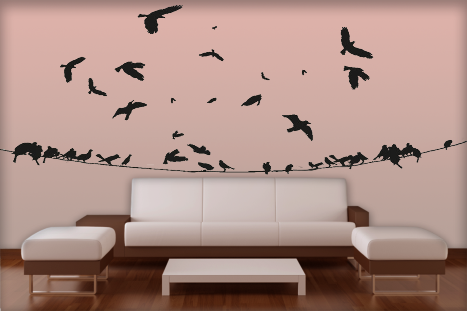 ColourDrive-Royale Luxury Emulsion Nature Stencils Twittering Birds wall stencil design painting for Living Room,Study Room