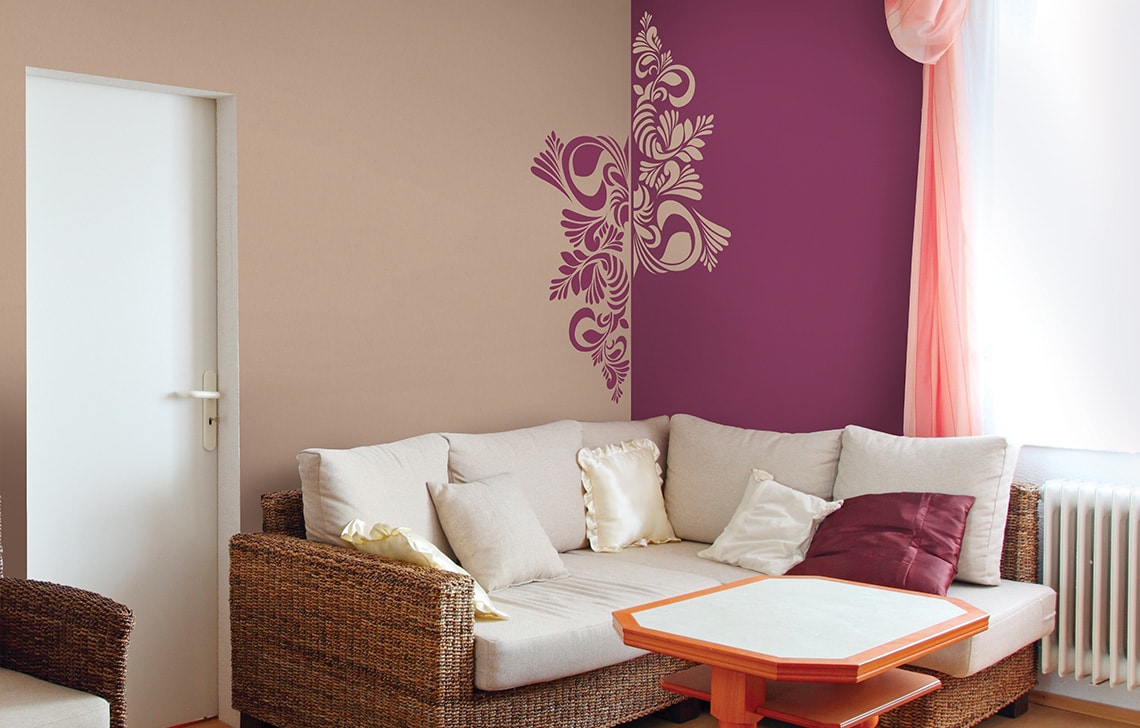 ColourDrive-Royale Luxury Emulsion Ethnic Wall Stencils Nascent Corolla wall stencil design painting for Bedroom,Kids Room