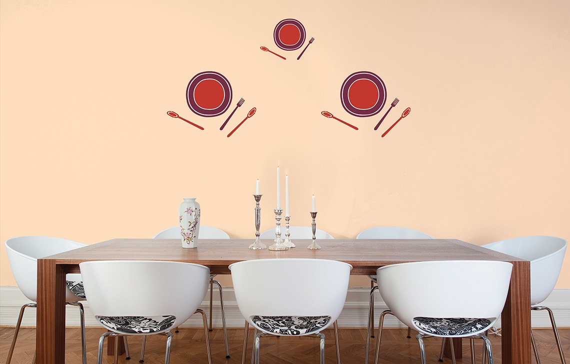 ColourDrive-Royale Luxury Emulsion Theme Wall Stencils Bon-Appetit wall stencil design painting for Dining Hall