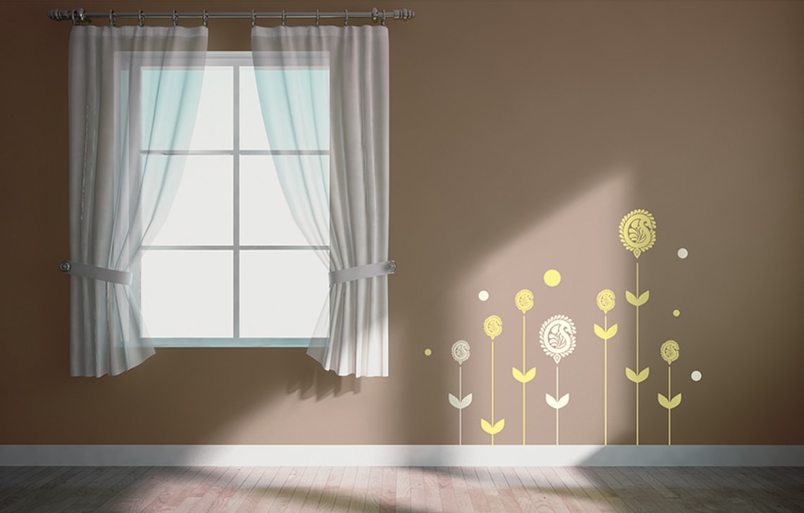 ColourDrive-Royale Luxury Emulsion Ethnic Wall Stencils Paisley wall stencil design painting for Living Room,Study Room