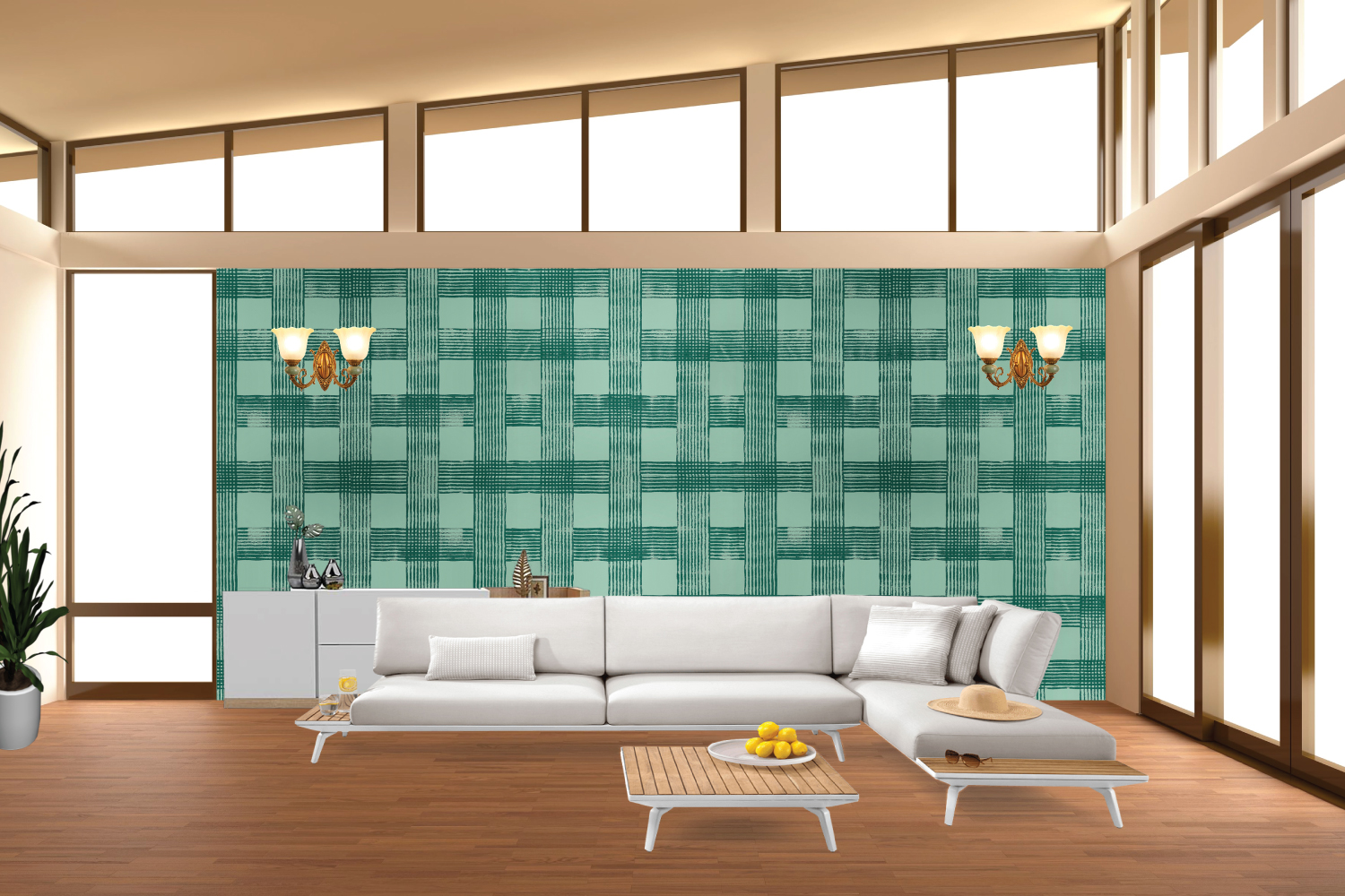 ColourDrive-Asian Paints Royale Play Interior Textures Madras Checks wall texture design painting for Living Room,Executive Suites