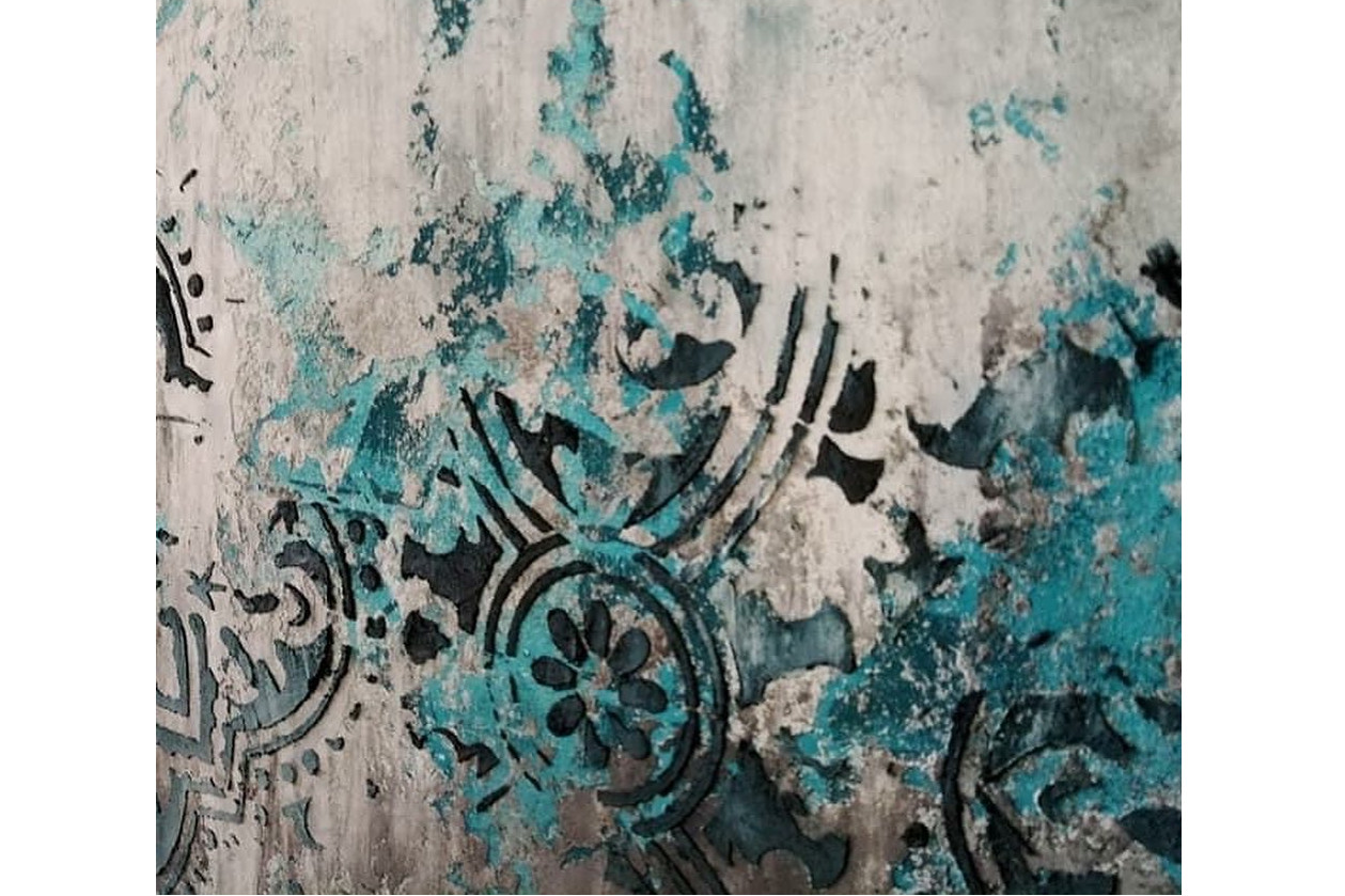 ColourDrive-Asain Paints Calcecruda Novacolor Calcecruda Calcecruda Mandala Design wall texture design painting for Pooja Room,Dining Hall