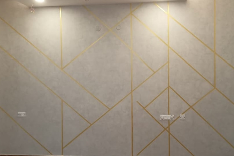 ColourDrive-Asian Paints Royale Play Archi Concrete Archi Concrete With Gold Strip wall texture design painting for Living Room,Master Bedroom