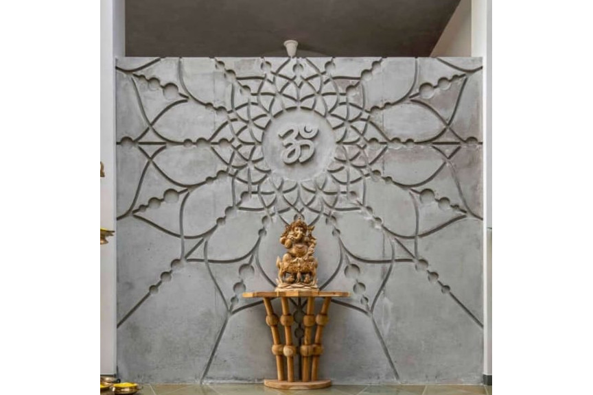 ColourDrive-Asian Paints Royale Play Archi Concrete Embossed Mandala Finish With Archi Concrete wall texture design painting for Pooja Room,Convocation Space