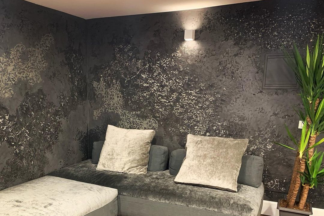 ColourDrive-Asaian Paints Calcecruda Novacolor Calcecruda Calcecruda Baroque Lace wall texture design painting for Pooja Room,Guest Room