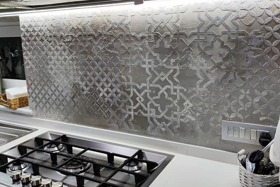 ColourDrive-Asian Paints Calcecruda Novacolor Calcecruda Calcecruda Persian Star wall texture design painting for Kitchen Room,Guest Room