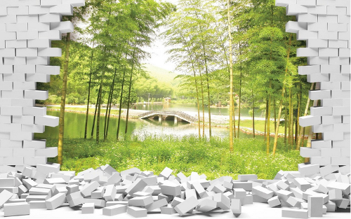 Bricks Hole Bamboos - Nature Wallpaper