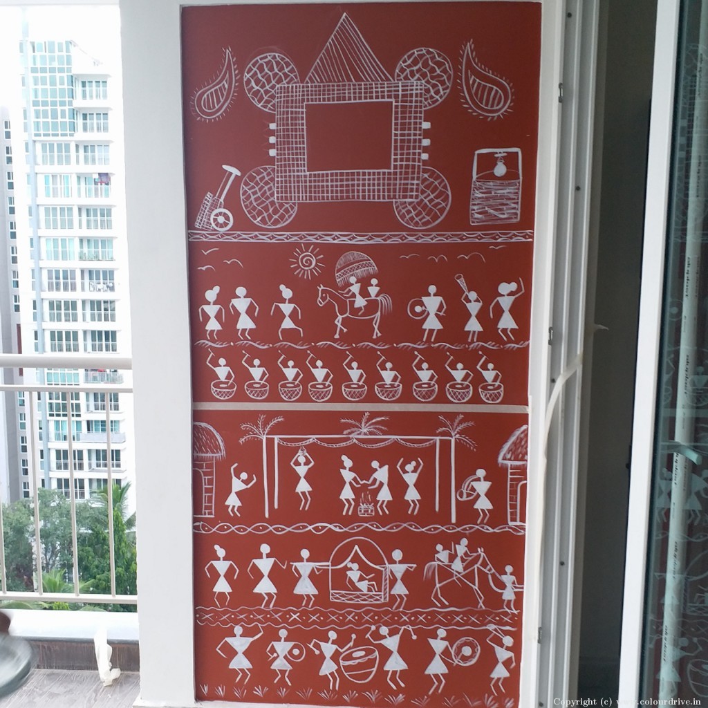 House Wall Painting Traditional Designs  Free Hand Paint Art for Pooja Room