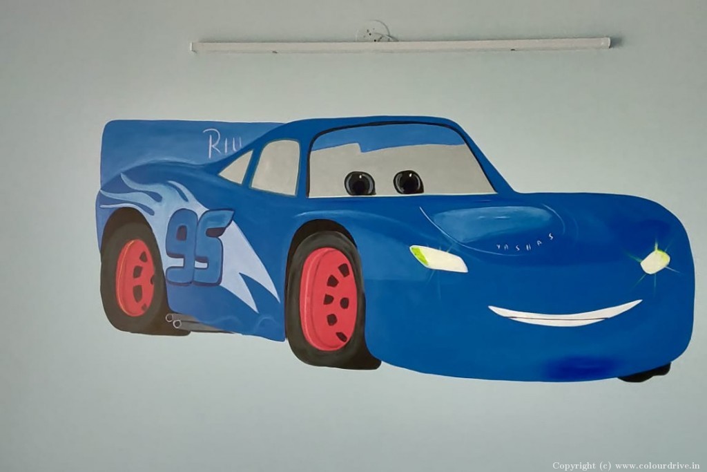 Kids Room Decor Carzz Party Free Hand Paint Art for Kids Room