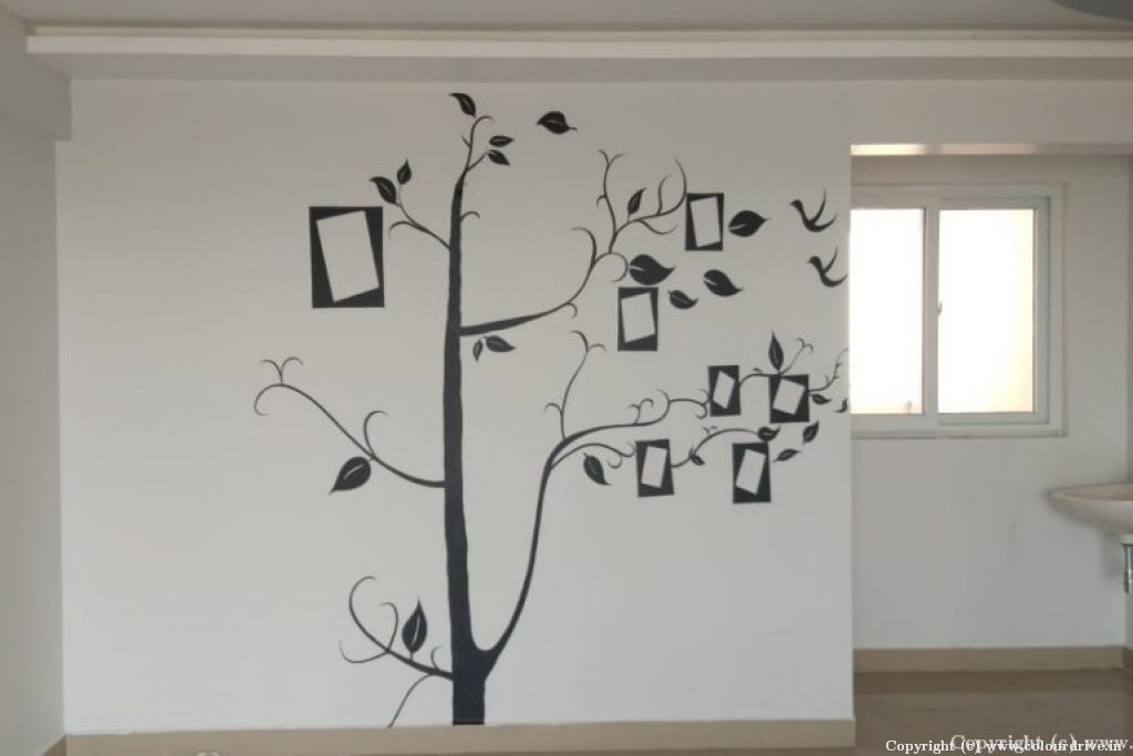 New Painting Idea Family Tree Stencil Painting for Master Bedroom