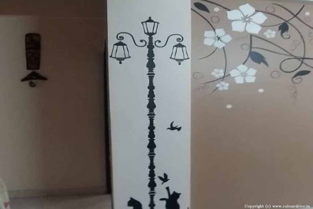 Bedroom Asian Paints Wall Design Stencils Street Lamp Stencil Painting for Guest Bedroom
