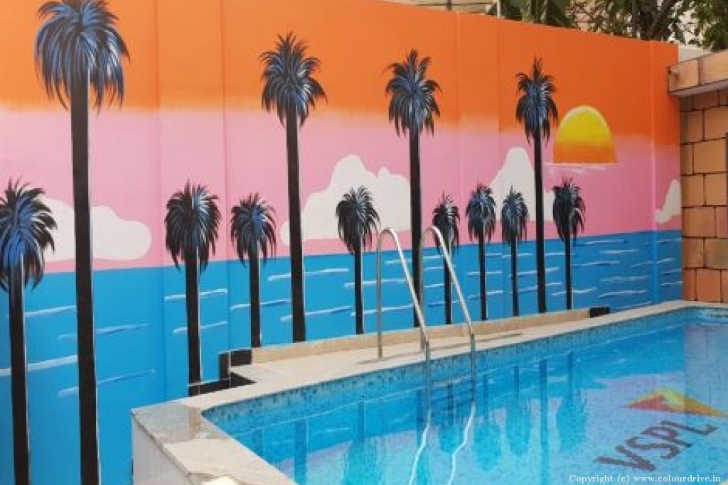 New Painting Ideas Design Trees Free Hand Paint Art for Boundary