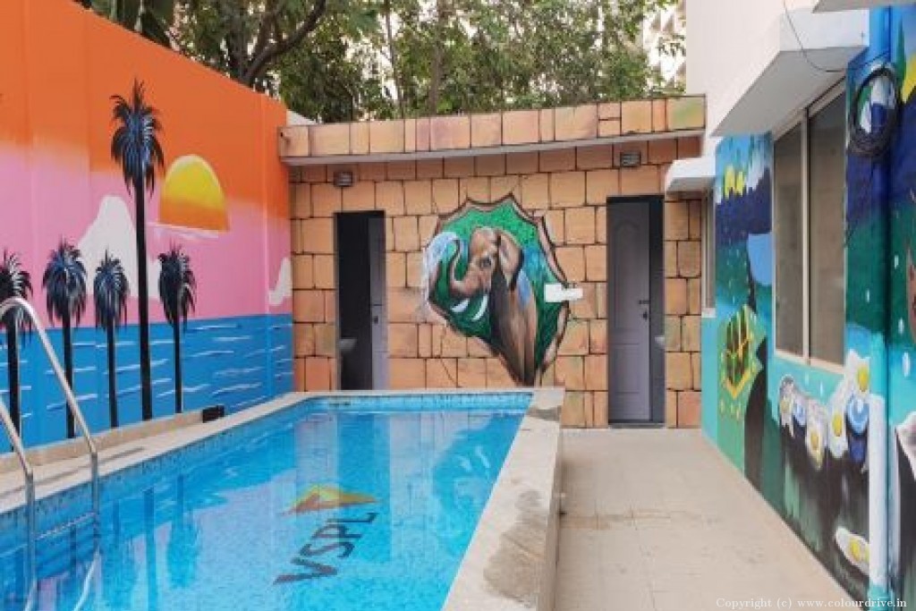 Paint Ki Design Swimming Pool Art Commercial Painting for Boundary