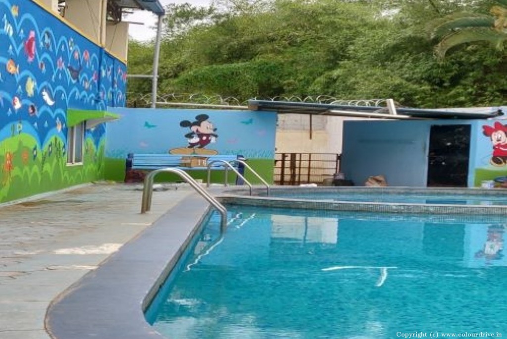 Wall Painting Images Mickey Mouse Design Free Hand Paint Art for Boundary