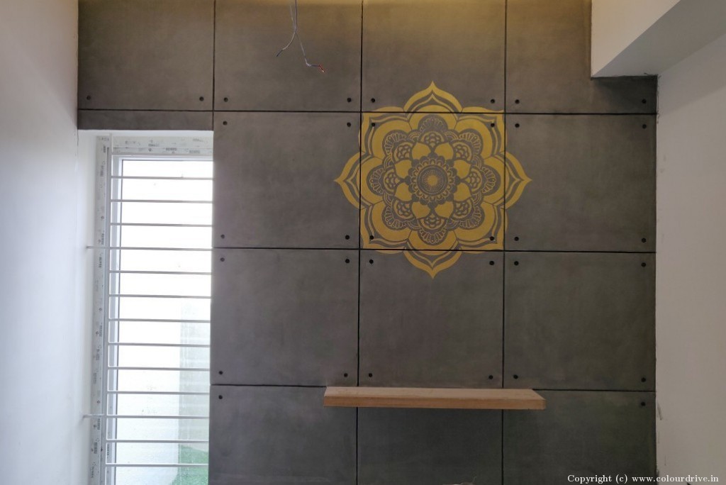 Stencil Designs For Walls Asian Paints Archi Concrete With Mandala Texture Painting for Study Room