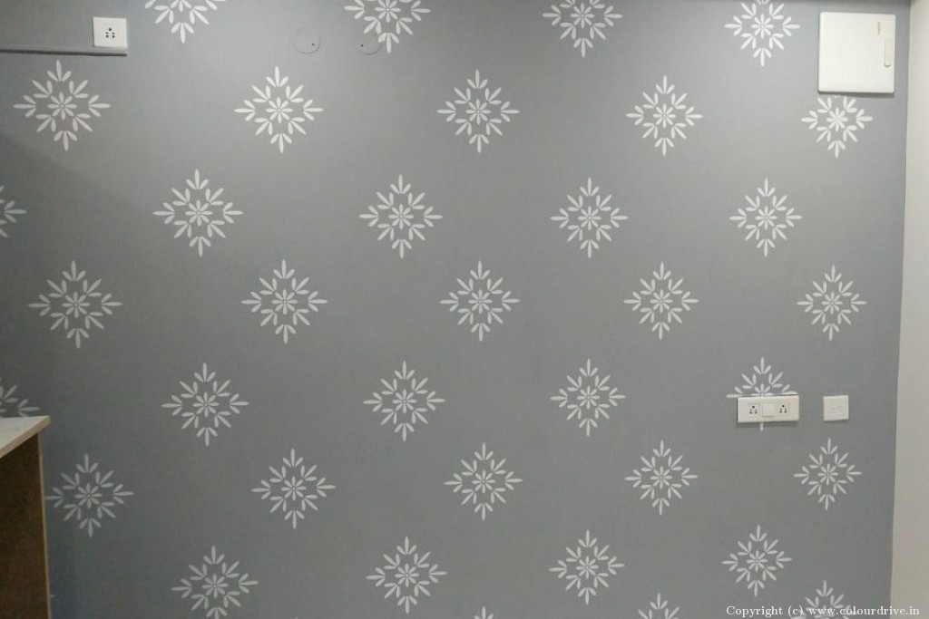 Floral Stencil Designs For Walls Floral Stencil Painting for Living Room