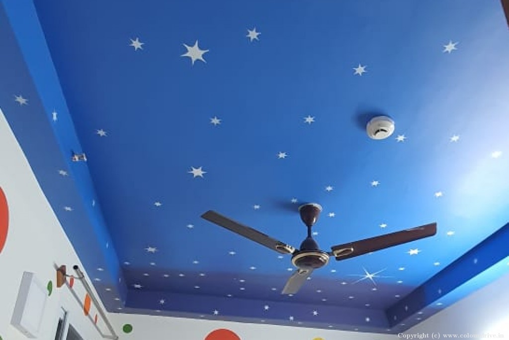 Best Stencil Design Star Galaxy Ceiling Stencil Painting for Stairs