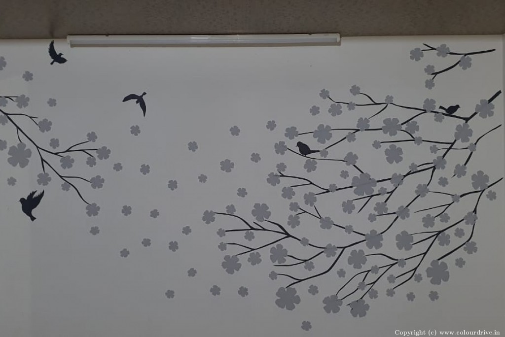 Wall Stencil Designs Asian Paints Gray Flowers Stencil Painting for Bedroom