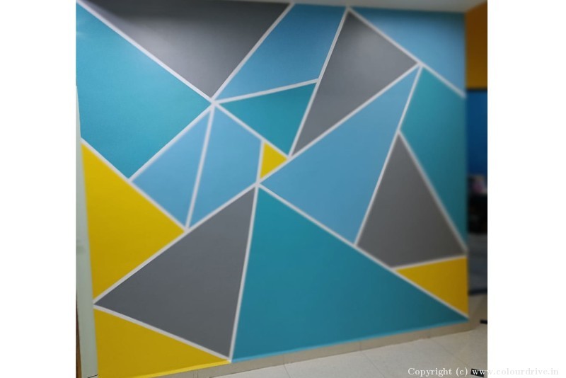 Stencil Design for Walls Geometric Triangle Design Stencil Painting for Master Bedroom