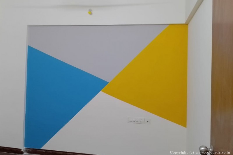 Wall Design 3 Colour Combination Stencil Painting for Master Bedroom