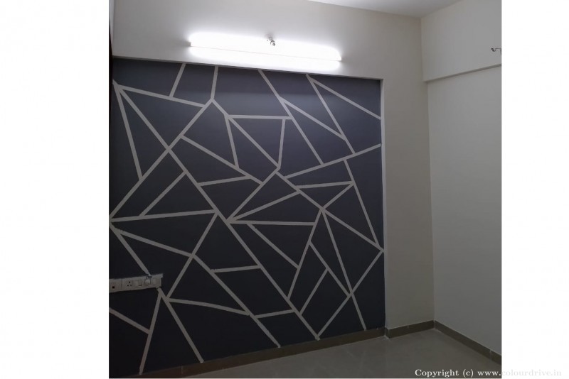 Wall Paint Colour Multi Triangle Wall Stencil Painting for Bedroom