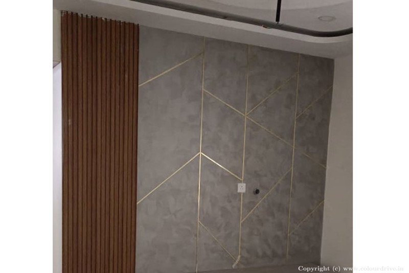 Wall Texture Design Latest Dune Texture With Golden Acrylic Stripe Texture Painting for Living Room