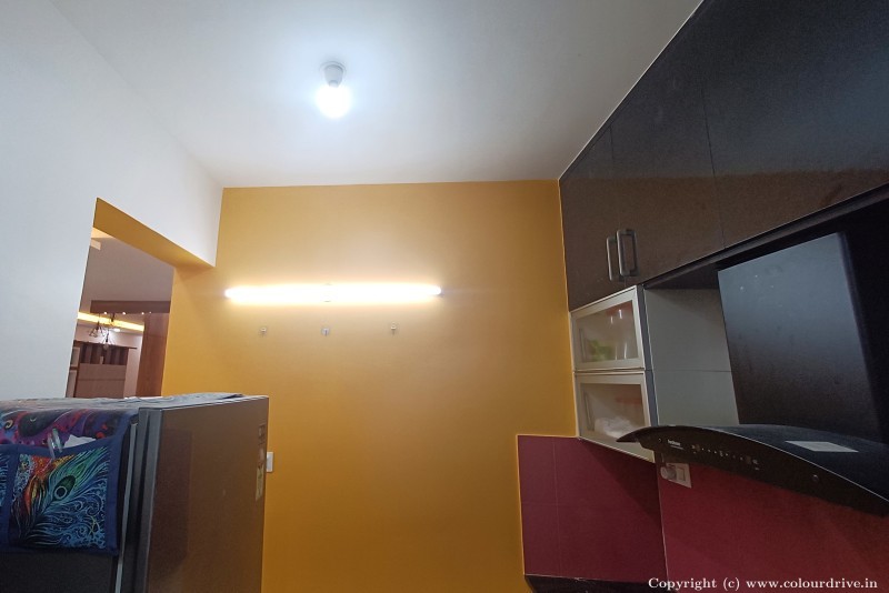 Home interior Wall Paint Design Kitchen Highlighted Wall  Interior Painting for Kitchen