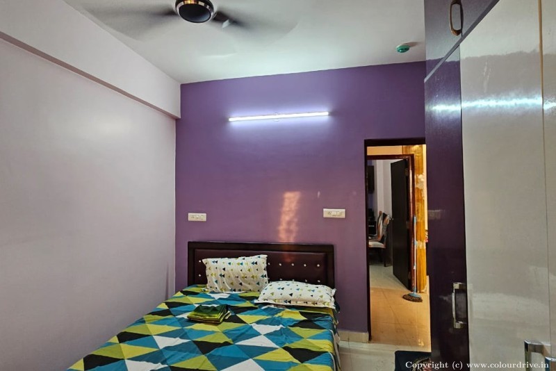 Home Interior Wall Paint Design Blue Colour Highlighted Wall Interior Painting for Master Bedroom