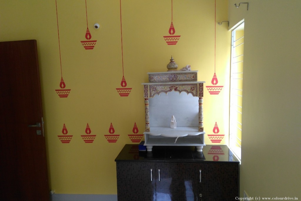 Wall Design Stencils Online India Hanging Diyas Stencil Painting for Pooja Room