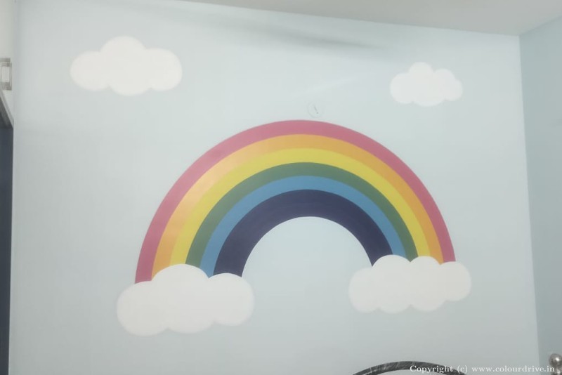 Wall Paint Ideas Cloud With Rainbow Design Kids Room Decor for Kids Room
