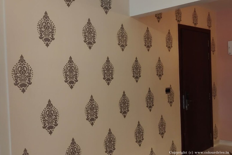 Elegant Stencil Designs for Walls Wall Design Rich Tapestry Stencil Painting for Living Room