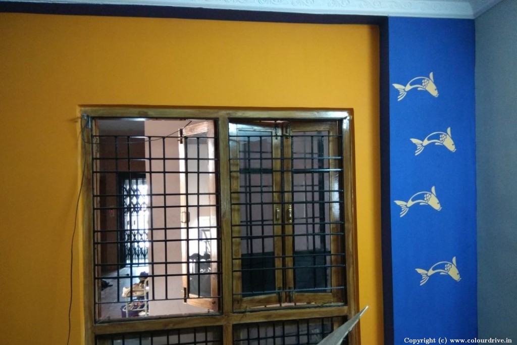 Home Interior Color Asian Paints Fish With Plain Wall Interior Painting for Guest Bedroom